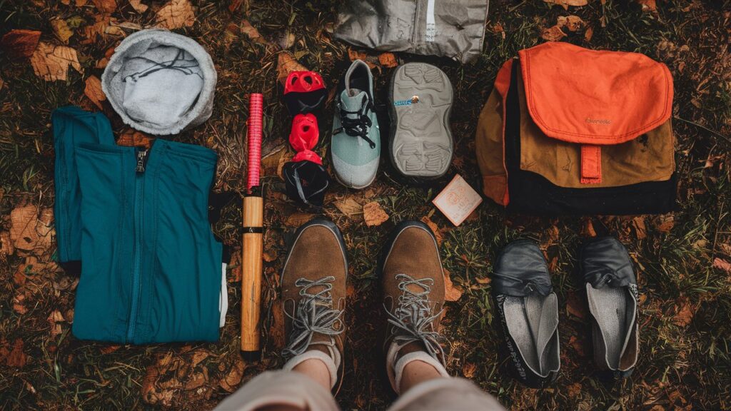 camping clothing and personal items